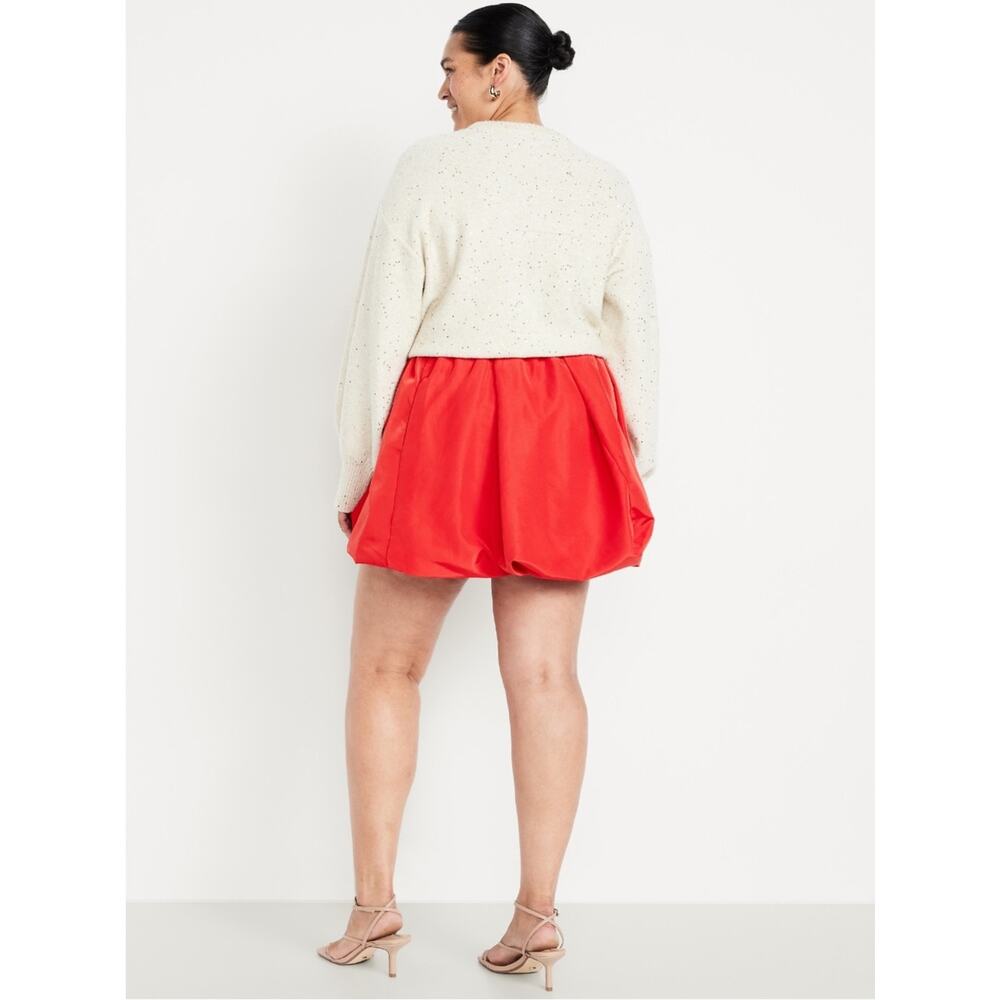Old Navy Amaryllis Red Taffeta Bubble Mini Skirt - Picture 7 of 12